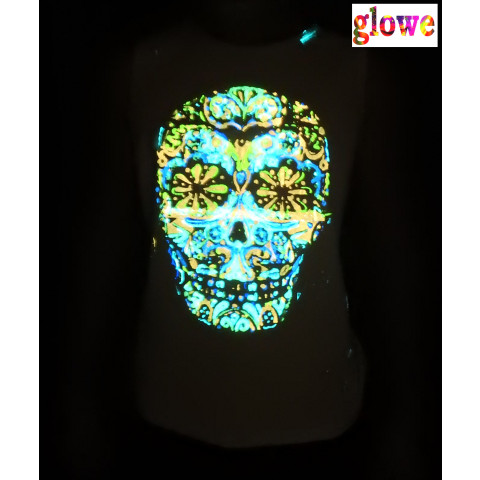camisata caveira fosforescente glowe brilha no escuro