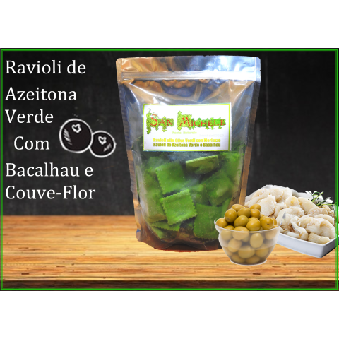 Ravioli de Azeitona Verde com Recheio Bacalhau Couve-flor congelado